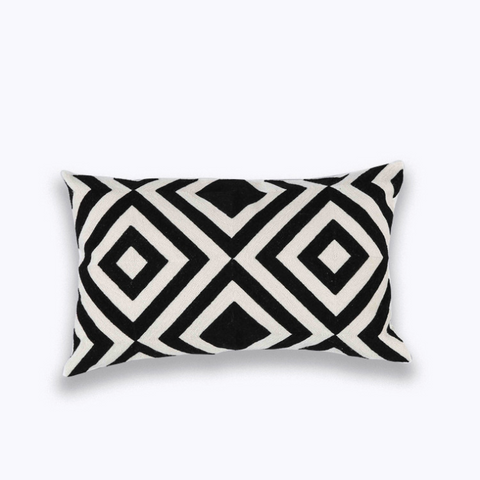 Black White Diamond Embroidery Cushion / Pillow Cover